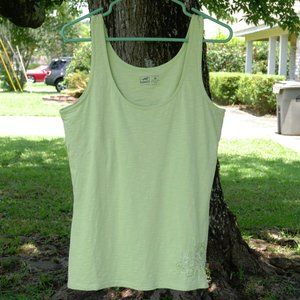 Horny Toad Celery Green Tank With Embroidery Size L